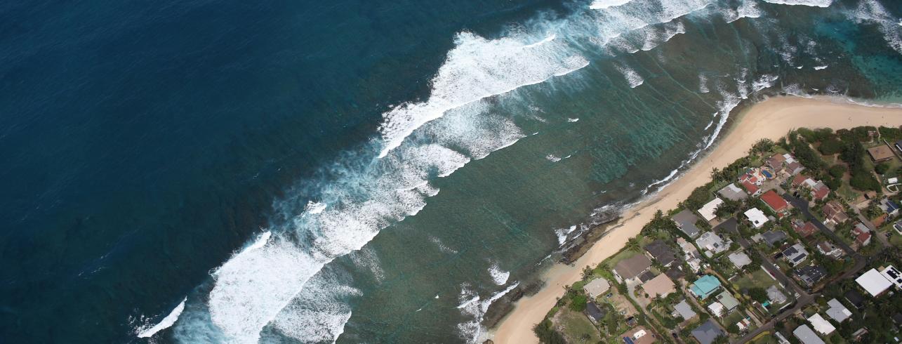 Ocean very close to a living area